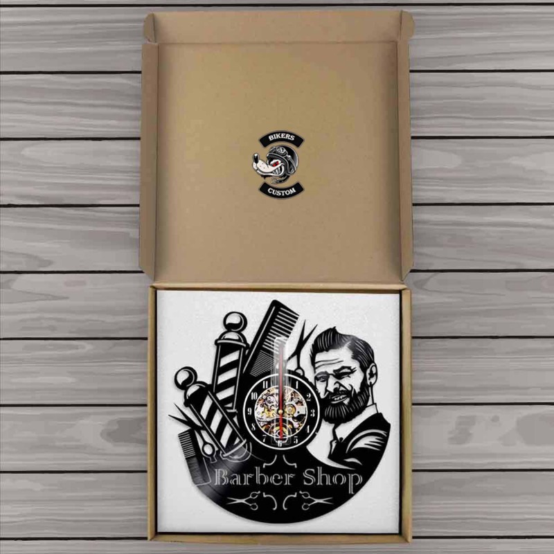 Bikers-Custom : Horloge murale barber shop 1