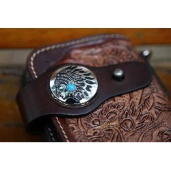 Bikers-Custom : Portefeuille cuir biker indian skull