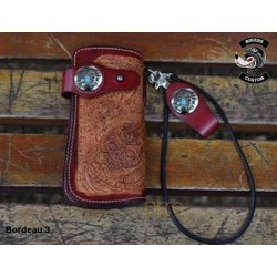 Bikers-Custom : Portefeuille cuir biker indian skull