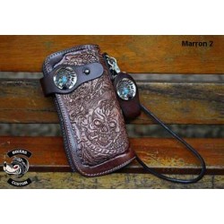 Bikers-Custom : Portefeuille cuir biker indian skull