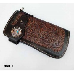 Bikers-Custom : Portefeuille cuir biker indian skull