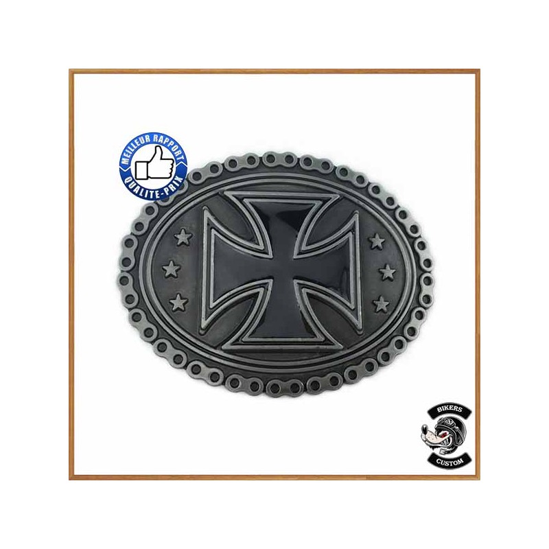 Bikers-Custom : Boucle de ceinture biker croix de malte