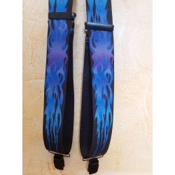 Bretelle us, motif flammes bleu