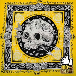 Bandana biker roses ans yellow skull