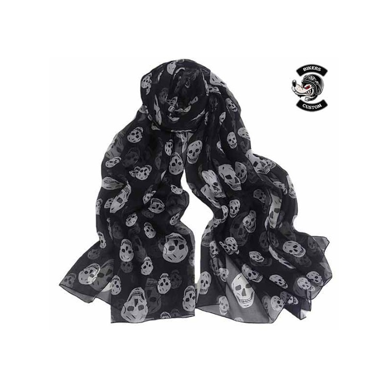 Bikers-Custom : Foulard noir têtes de mort
