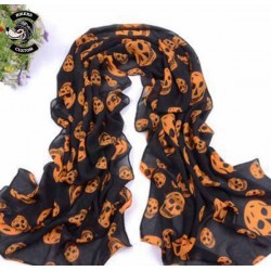 Foulard orange têtes de mort