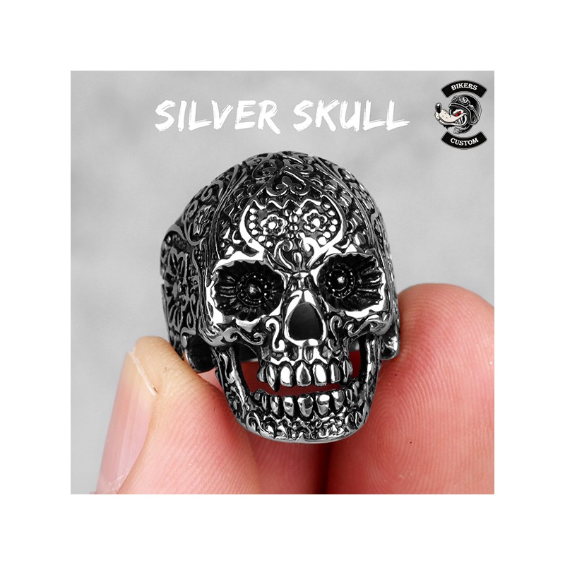Bikers-Custom : Bague biker silver skull