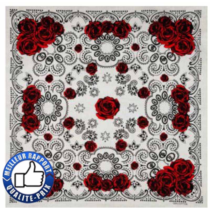 Bikers-Custom : Bandana biker red roses
