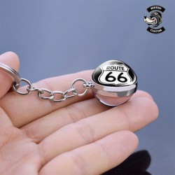 Bikers-Custom : Porte clés route 66 globe