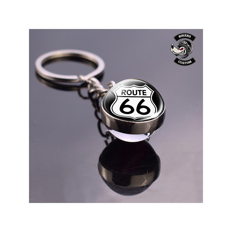 Bikers-Custom : Porte clés route 66 globe