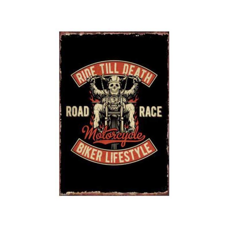 Bikers-Custom : Plaque métal décorative Ride till death