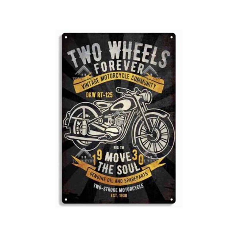 Bikers-Custom : Plaque métal décorative Two wheels