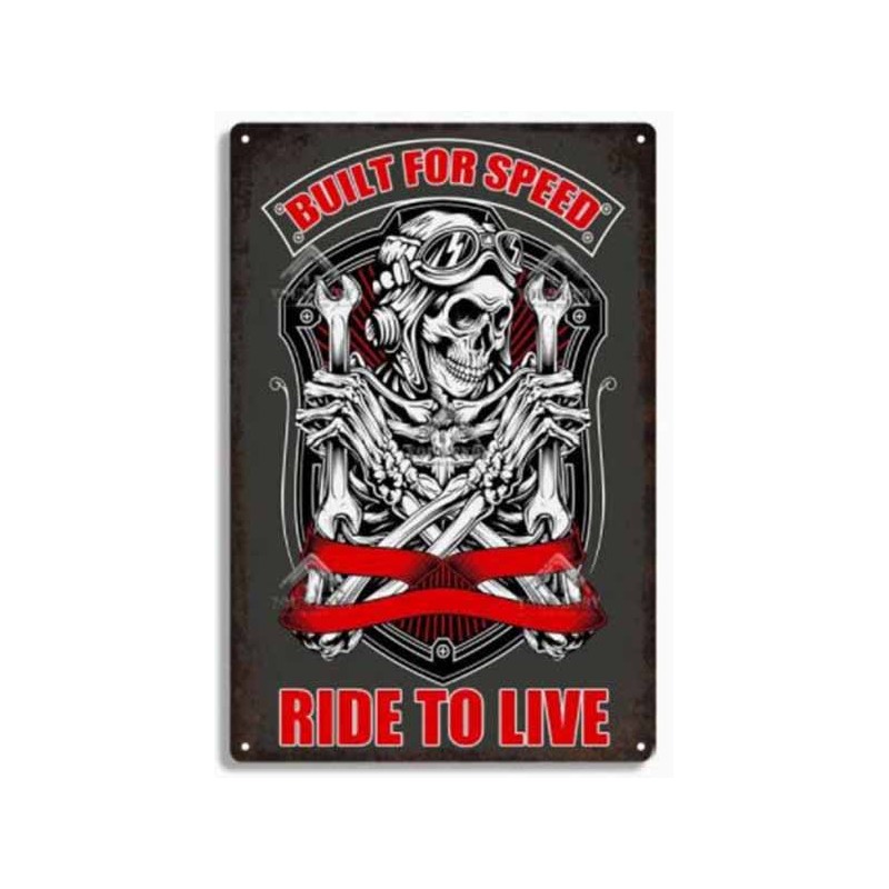 Bikers-Custom : Plaque métal décorative Build for speed