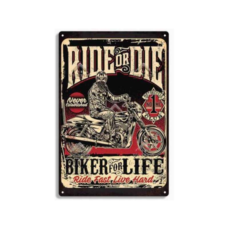 Bikers-Custom : Plaque métal décorative Ride or die