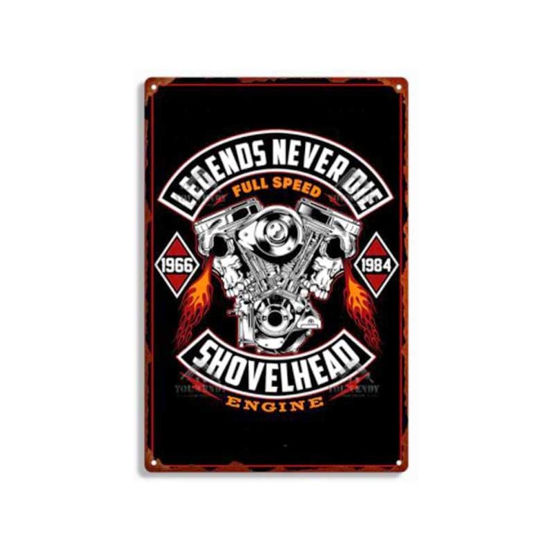 Bikers-Custom : Plaque métal décorative Double Legend never die