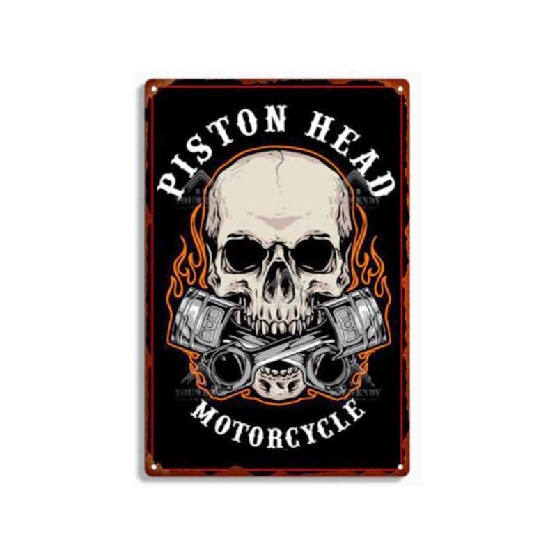 Bikers-Custom : Plaque métal décorative Double Piston head