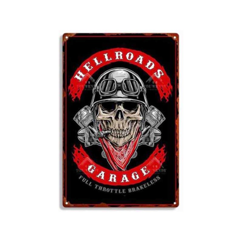 Bikers-Custom : Plaque métal décorative Hellroads