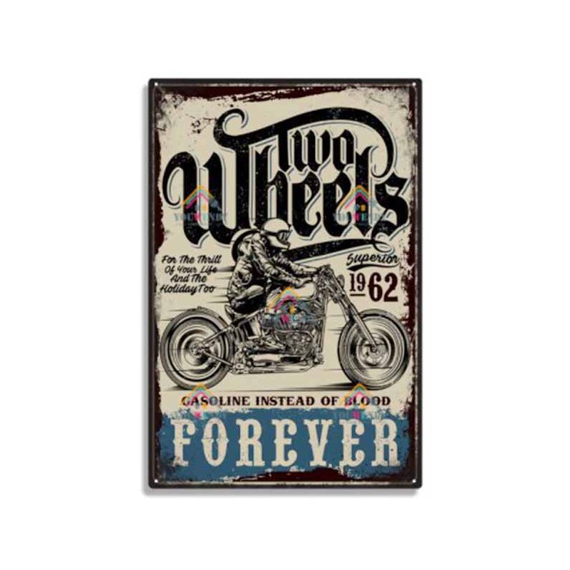 Bikers-Custom : Plaque métal décorative Two wheels forever