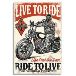 Plaque métal décorative Live to ride