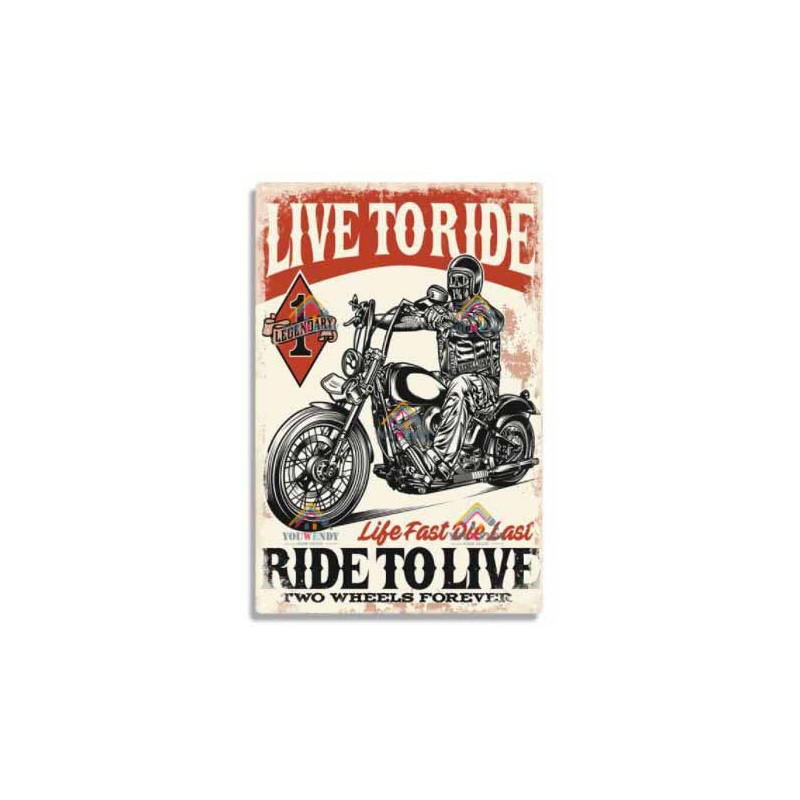 Bikers-Custom : Plaque métal décorative Live to ride