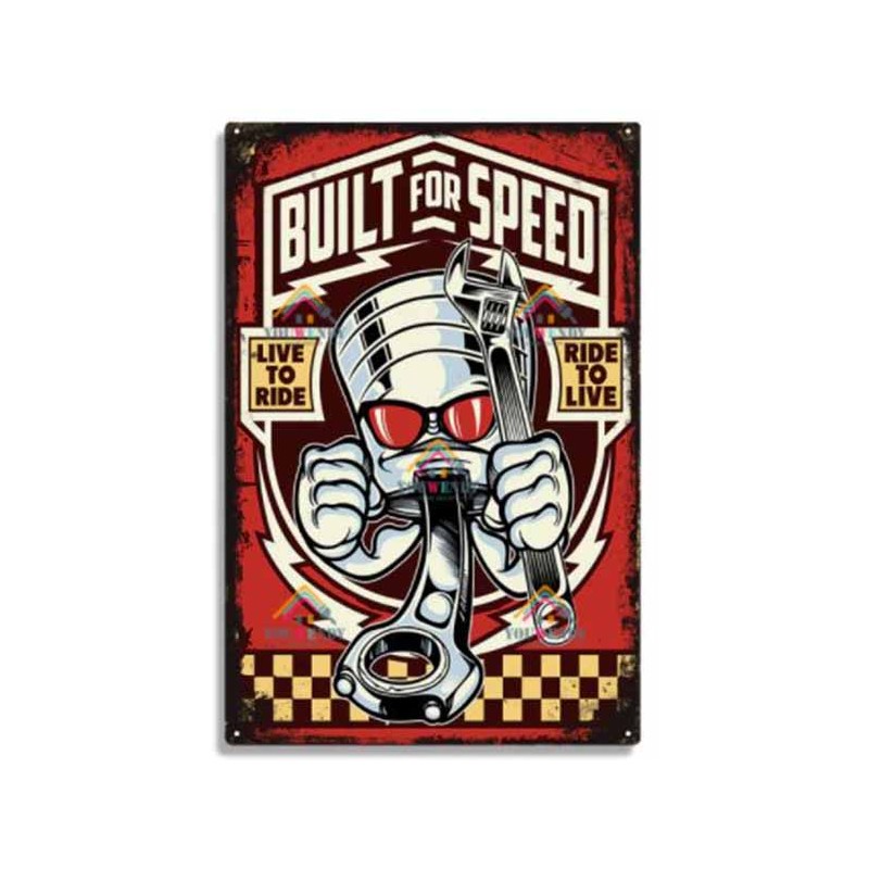 Bikers-Custom : Plaque métal décorative built piston