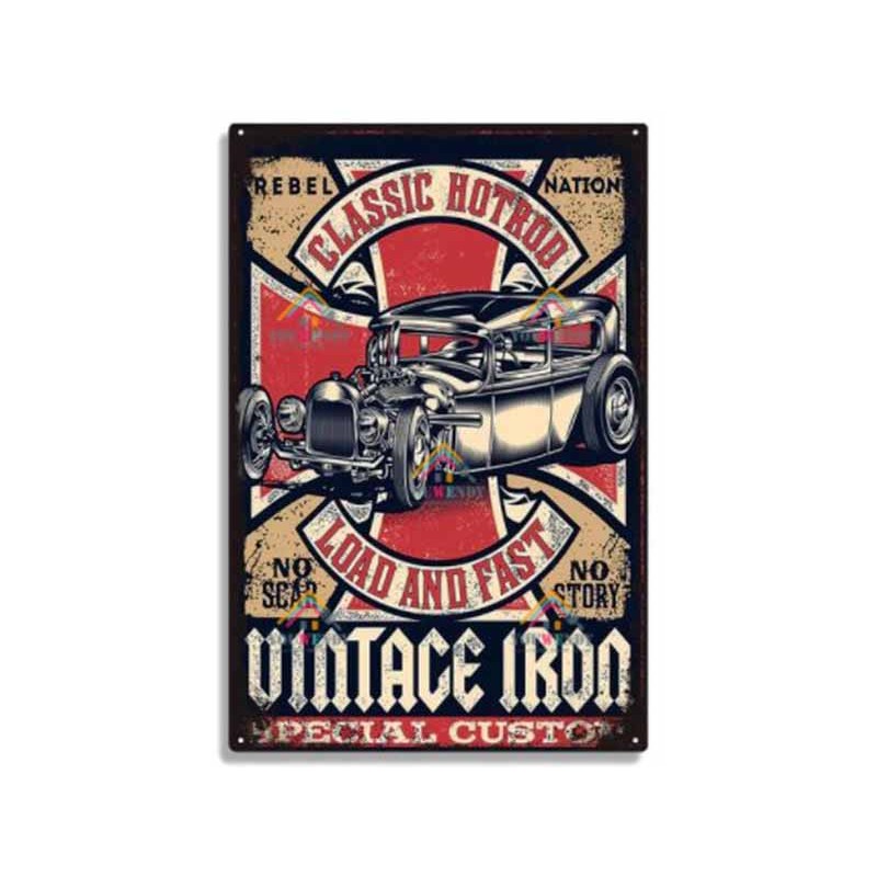 Bikers-Custom : Plaque métal décorative Classic hotrod