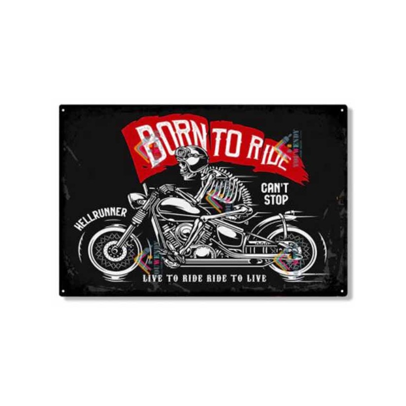 Bikers-Custom : Plaque métal décorative Born to ride