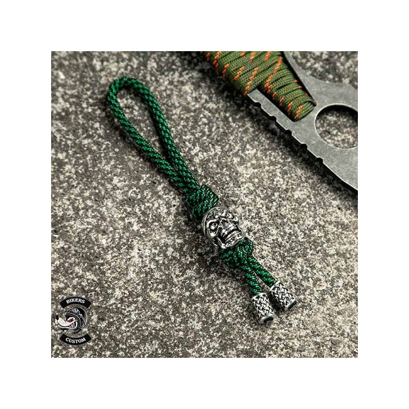 Bikers-Custom : Porte clés Skull vert/noir