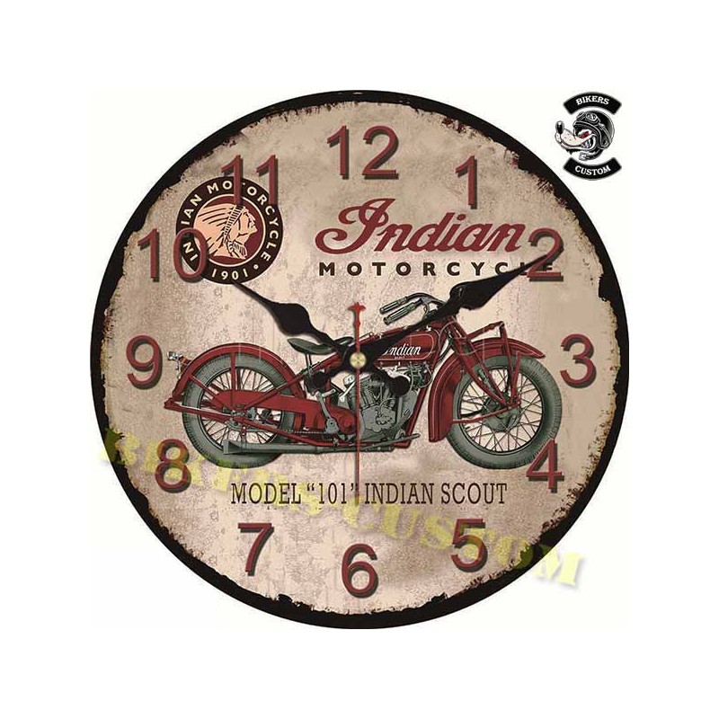 Bikers-Custom : Horloge murale Indian Motorcycle