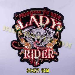 Bikers-Custom : Patchs, écussons lady rider freedom