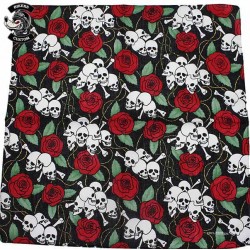 Bandana biker roses and white skulls