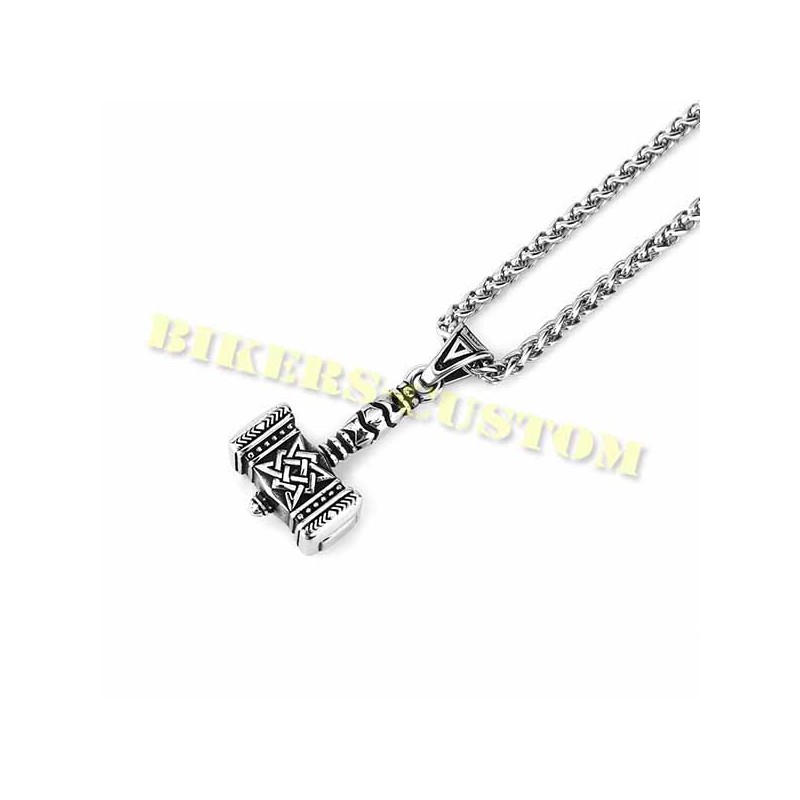 Bikers-Custom : collier avec pendentif marteau de thor
