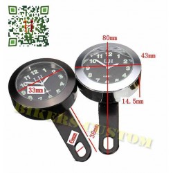 Montre de guidon pour Harley et custom noir ou chrome