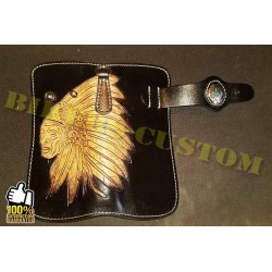 Bikers-Custom : Portefeuille cuir noir indian