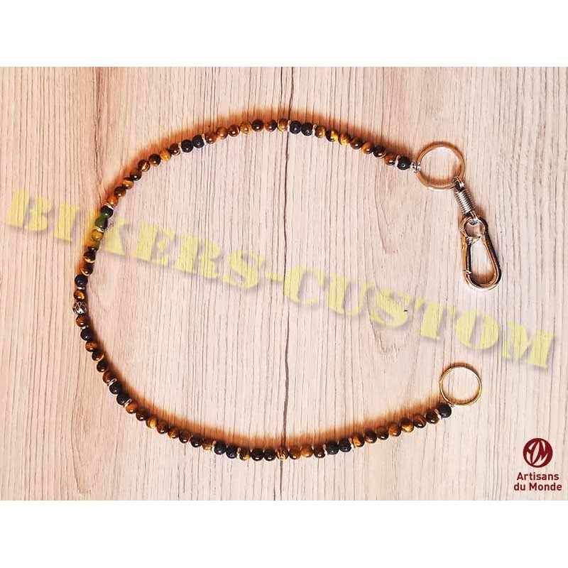 Bikers-Custom : Chaîne portefeuille nbest, perles en pierres