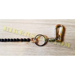 Bikers-Custom : Chaîne portefeuille, perles noir et chrome