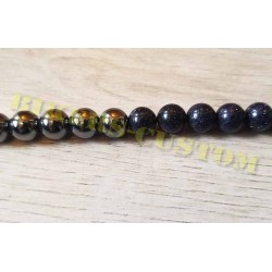 Bikers-Custom : Chaîne portefeuille, perles noir et chrome