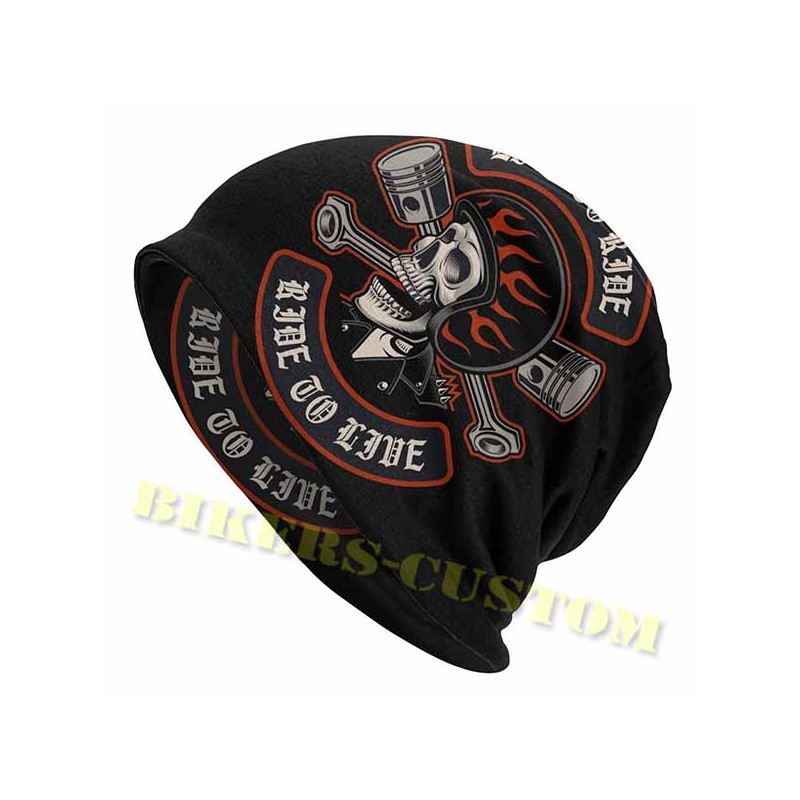 Bikers-Custom : Bonnet ou beanie ride to live