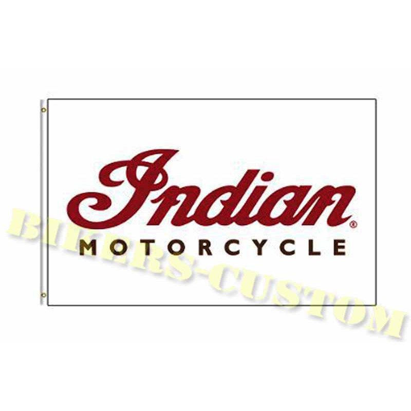 Bikers-Custom : Drapeau indian motorcycle blanc