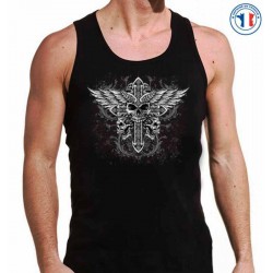 Bikers-Custom : Débardeur homme DEVIL CROSS