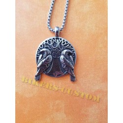 Collier Viking Odin Double Ravens