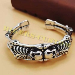Bikers-Custom : Bracelet double skull
