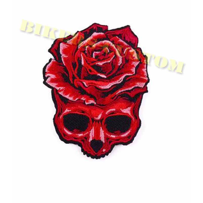 Bikers-Custom : Patchs, écusson Red skull roses
