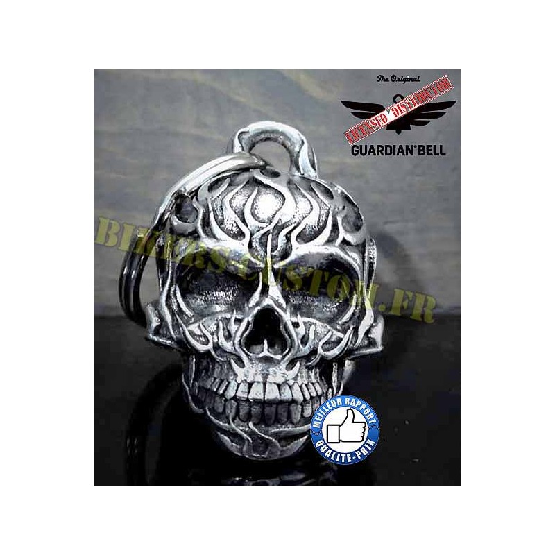 Bikers-Custom : Clochette moto ou guardian bell flaming skull