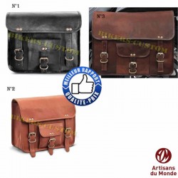 Sacoche, bagage de moto multifonctions en cuir marron