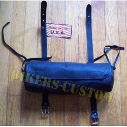 Bikers-Custom : Sacoche, trousse cuir noir souple.