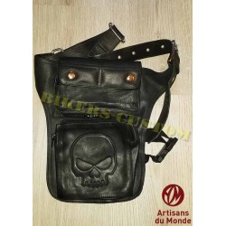 Sacoche de jambes cuir noir willy HD