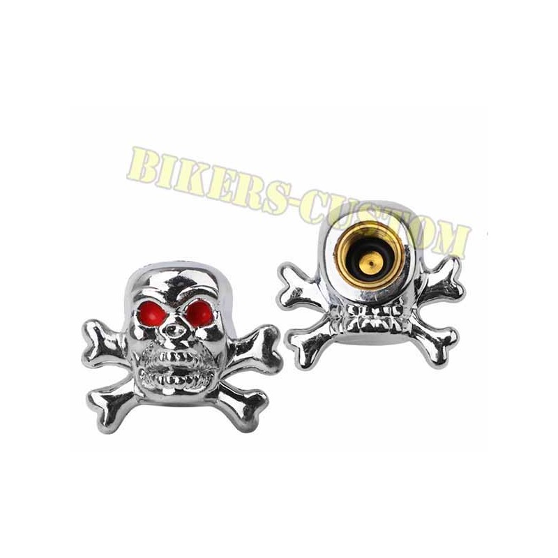 Bikers-Custom : Bouchons de valves tête de mort pirate
