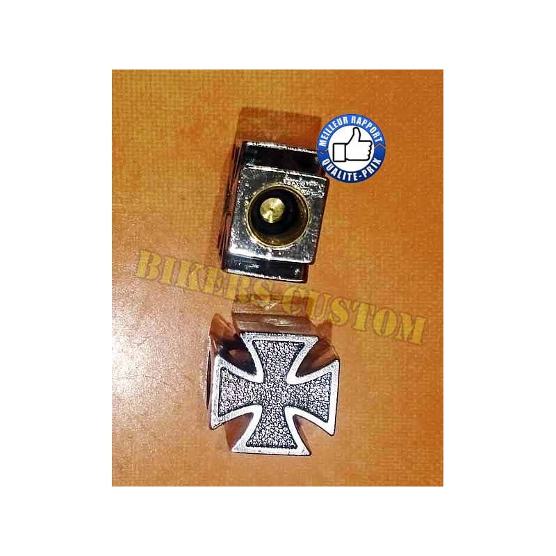 Bikers-Custom : Bouchons de valves croix de malte argent