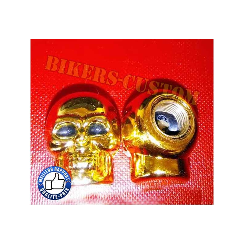 Bikers-Custom : Bouchons de valves skull gold